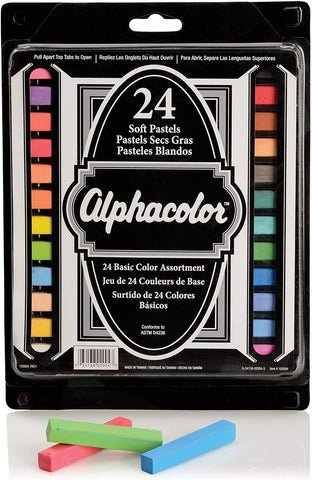 Derwent Alphacolor Soft Square Pastels, Multi-Colored, 24 Pastels per Set (102004)