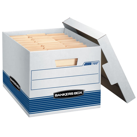 Bankers Box 12-Pack Medium Duty File Storage Boxes with Lids, FastFold Assembly, Letter/Legal, STOR/FILE, (00789)