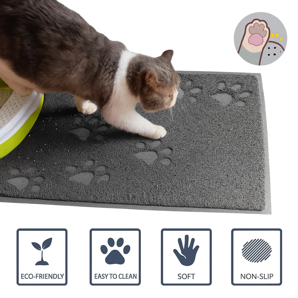 Bulk buys Cat Litter Mat. Traps Litter. Soft Non-Slip Surface. Easy to Clean. 11.5 x 15.75 in Gray Mat for Litter Box Area