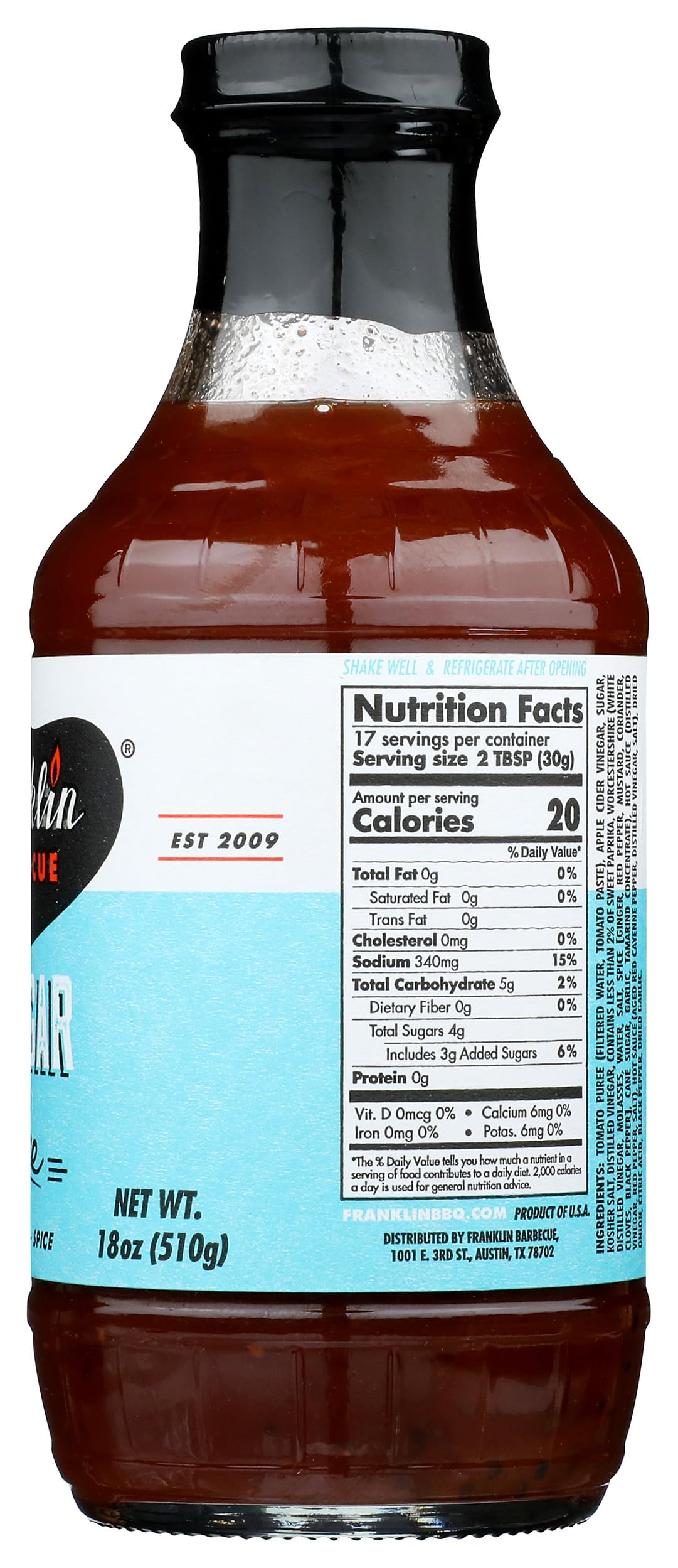 Franklin Barbecue, Sauce Vinegar Barbeque, 18 Ounce
