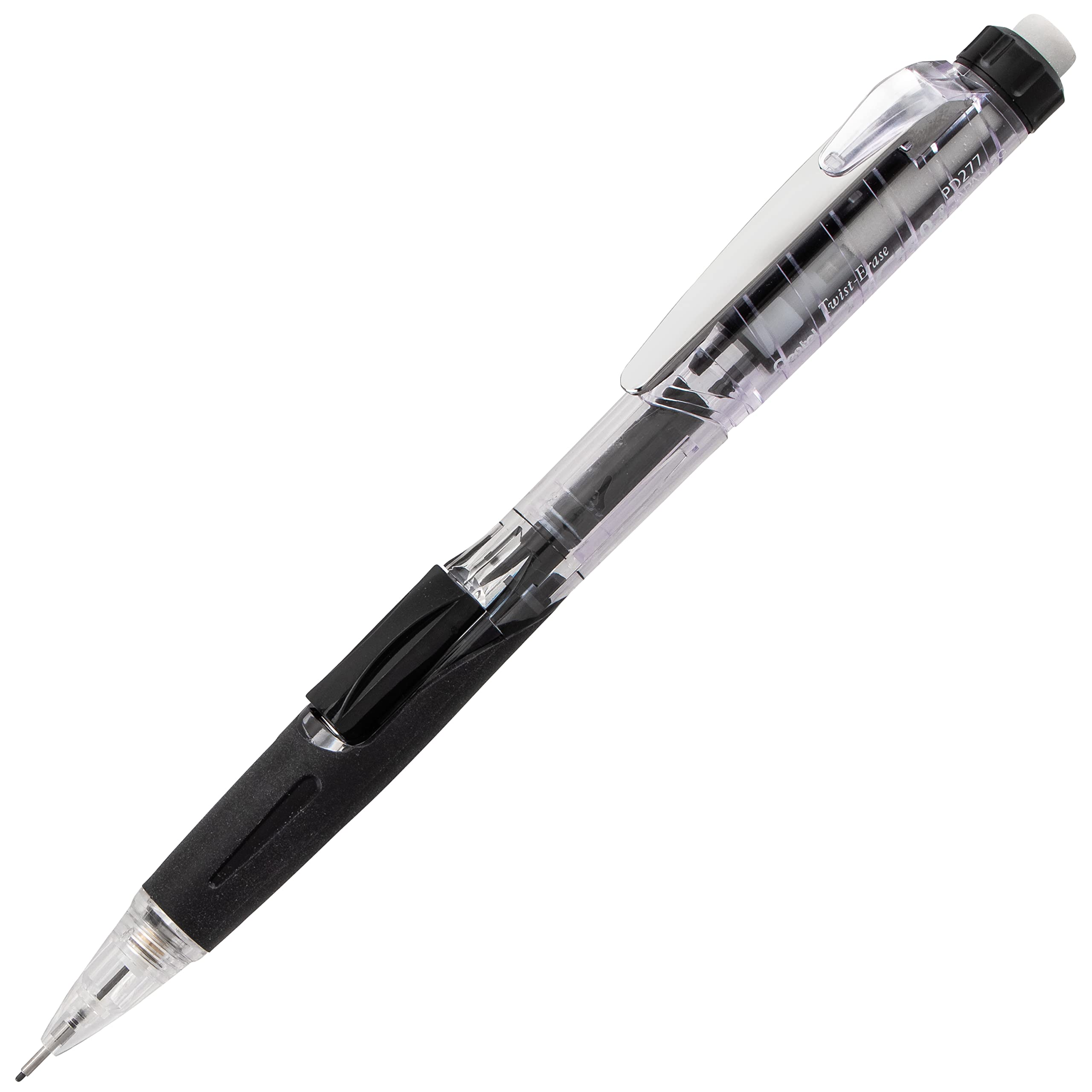 Pentel Twist Erase Click Automatic Pencil with 2 Eraser Refills and Lead, 0.7mm, Assorted Barrels, Color May Vary, 2 Pack (PD277TLEBP2)