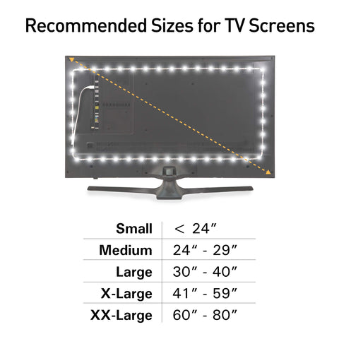 Luminoodle Color Bias Lighting, USB TV and Monitor Backlight LED Strip Lights Kit with Dimmer, Remote - 6.6 ft for 24" to 60" TV - Medium