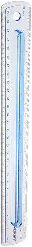 Westcott Finger Grip Plastic Ruler Measuring Inches and Metric, 12", Assorted Colors