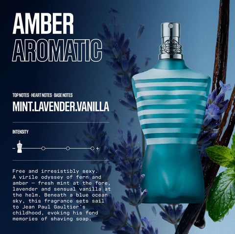 Jean Paul Gaultier Le Male Eau de Toilette - Long Lasting Amber Aromatic Cologne for Men with Fresh Mint, Lavender & Sensual Vanilla - Luxury Men's Cologne Spray, 4.2 oz