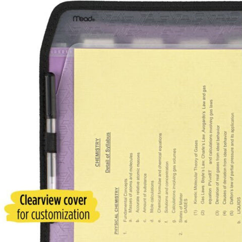 Five Star 7 Pocket Expanding File Organizer, Plastic Expandable File Folders with Customizable Tabs & Clear Cover, Holds 11" x 8-1/2", Zipper Closure, Seaglass Green (72707)
