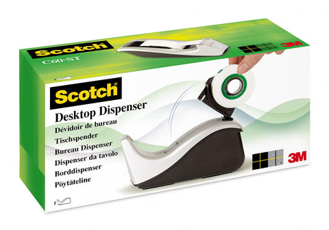Scotch Tape Dispenser in Silver with 1 Roll of Scotch Magic Tape 19mm x 33m