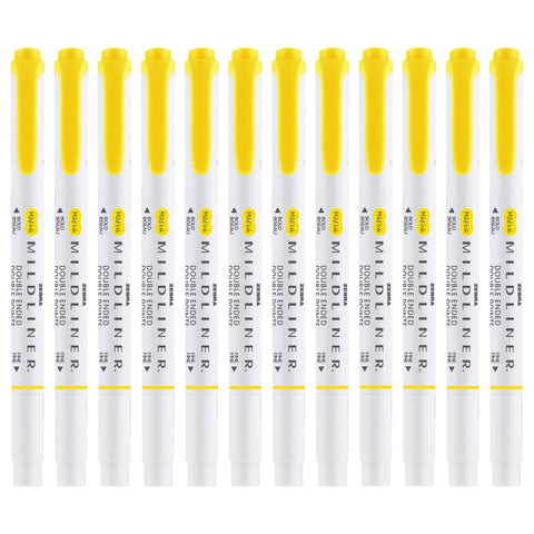 Zebra Pen Mildliner Dual-Tip Highlighters, Broad and Fine Tips, Ideal for Bible Highlighting, No Bleed, School Supplies, Teacher Supplies and Office Supplies, Mild Lemon Yellow Ink, 12-Pack (78550upc)
