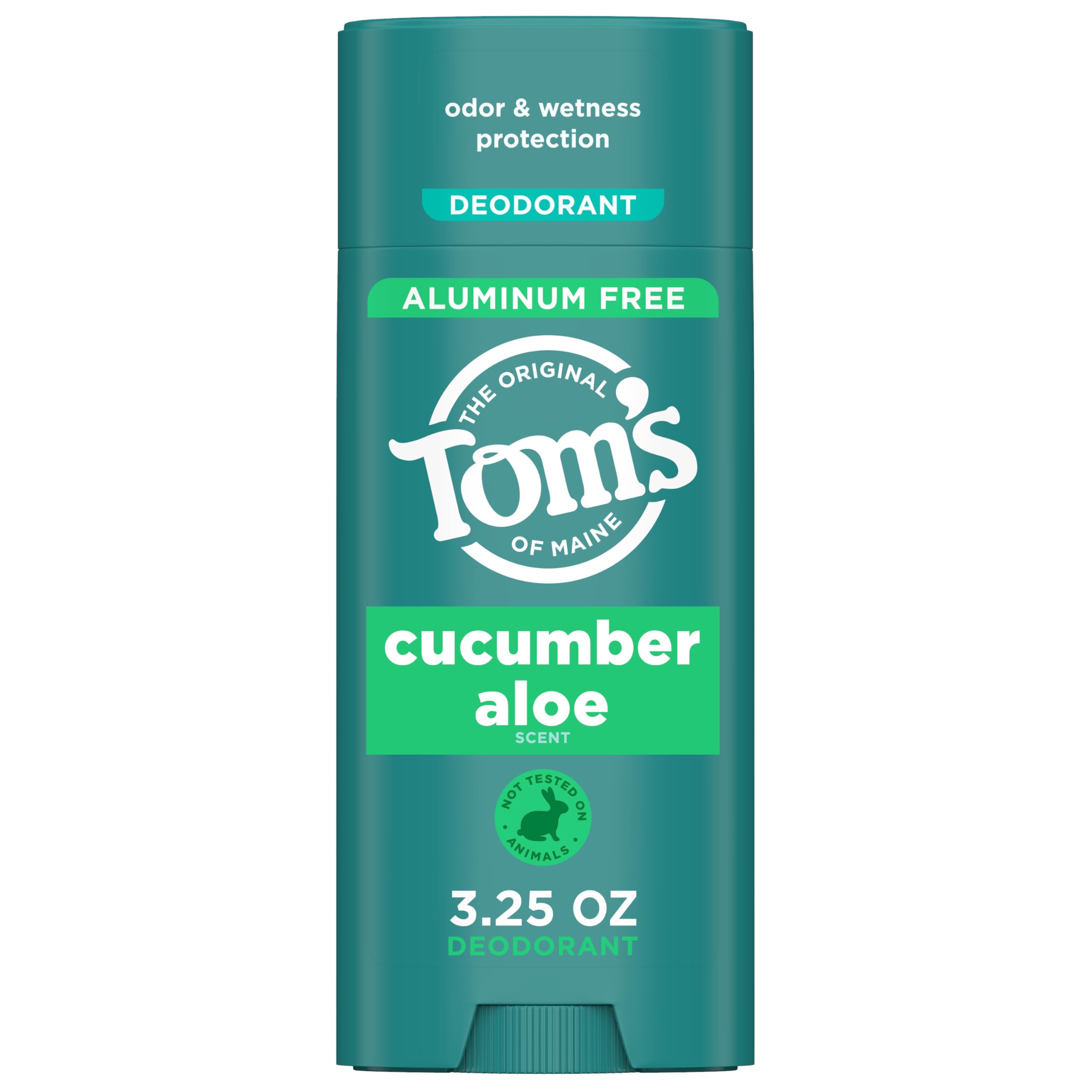 Tom’s of Maine Cucumber Aloe Aluminum Free Natural Deodorant For Women & Men | Goes on Clear | Odor & Wetness Protection | Naturally Derived and Moisture-Locking Ingredients | 3.25 oz