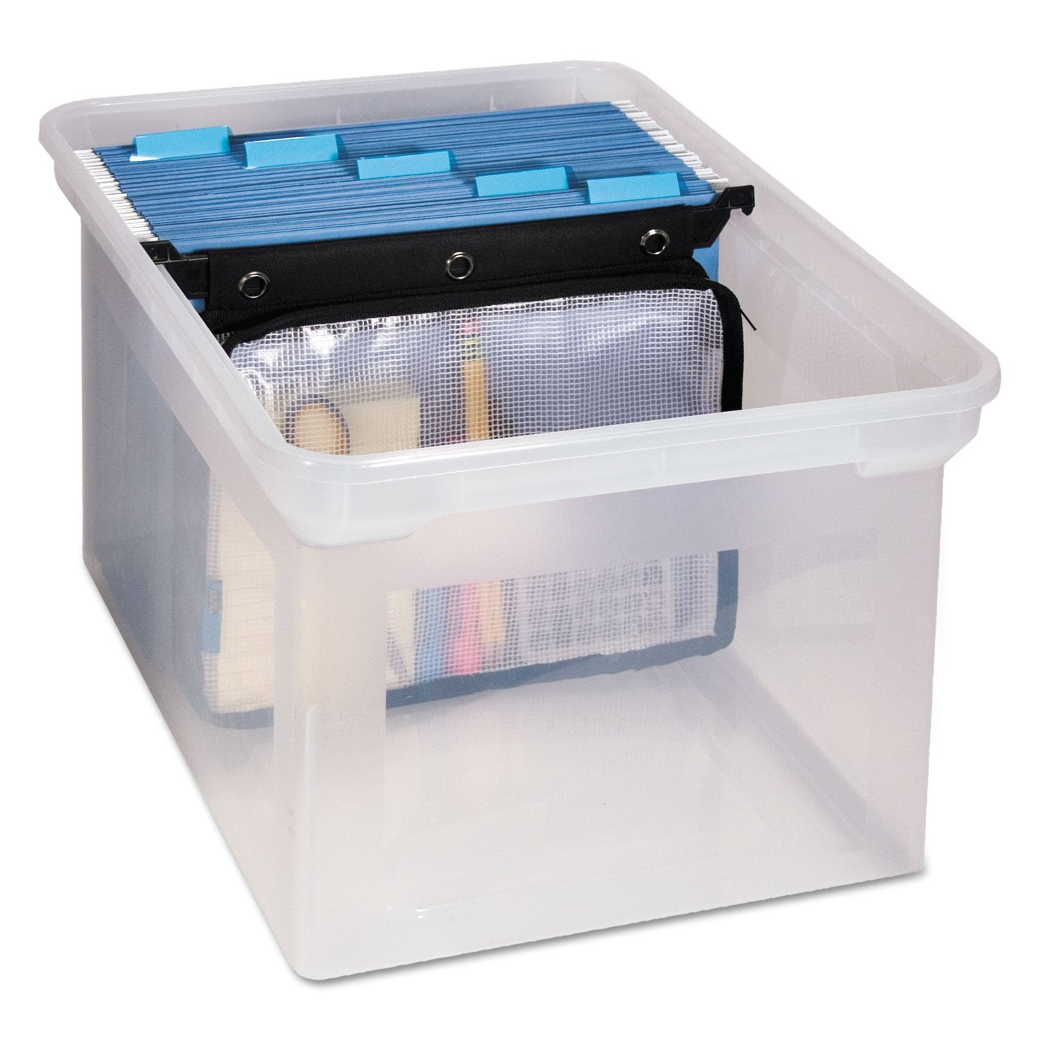 Expanding Zipper Pouch, Clear/Black - 13 in x 11.5 in x 1.25 in