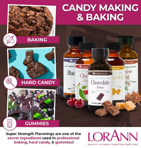 LorAnn Oils Super Strength Flavoring - Used For Candy Making, Flavoring, Baking, Hard Candy, & Flavor Oils - Bold, Natural Flavors 4X Stronger Than Extracts - Chocolate, Pack of 2, 0.125 fl oz