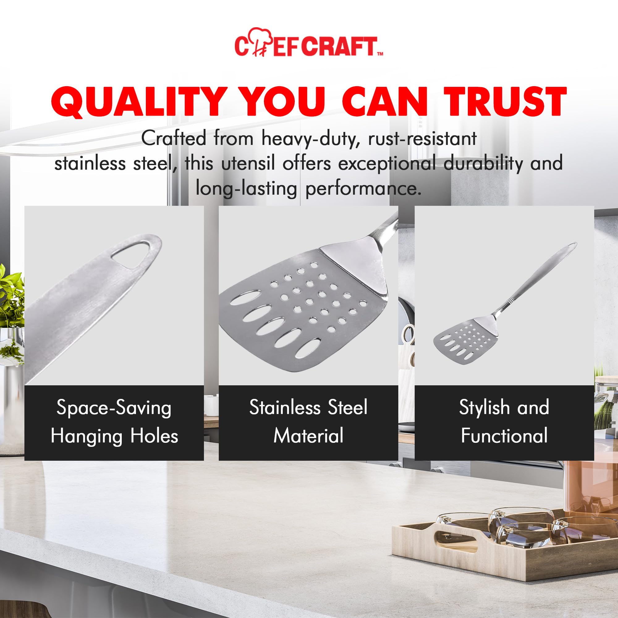 Chef Craft Stainless Steel Slotted Turner