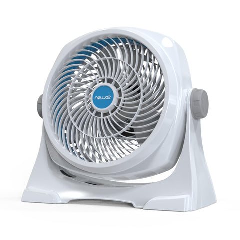 NewAir 12-inch Powerful Air Circulator Portable Fan in White | Wall Mountable, 360° Pivot, Up to 40 ft. of High Air Flow at 1010 CFM, Small Table Desk Fan | Home, Office, Bedroom, White Noise