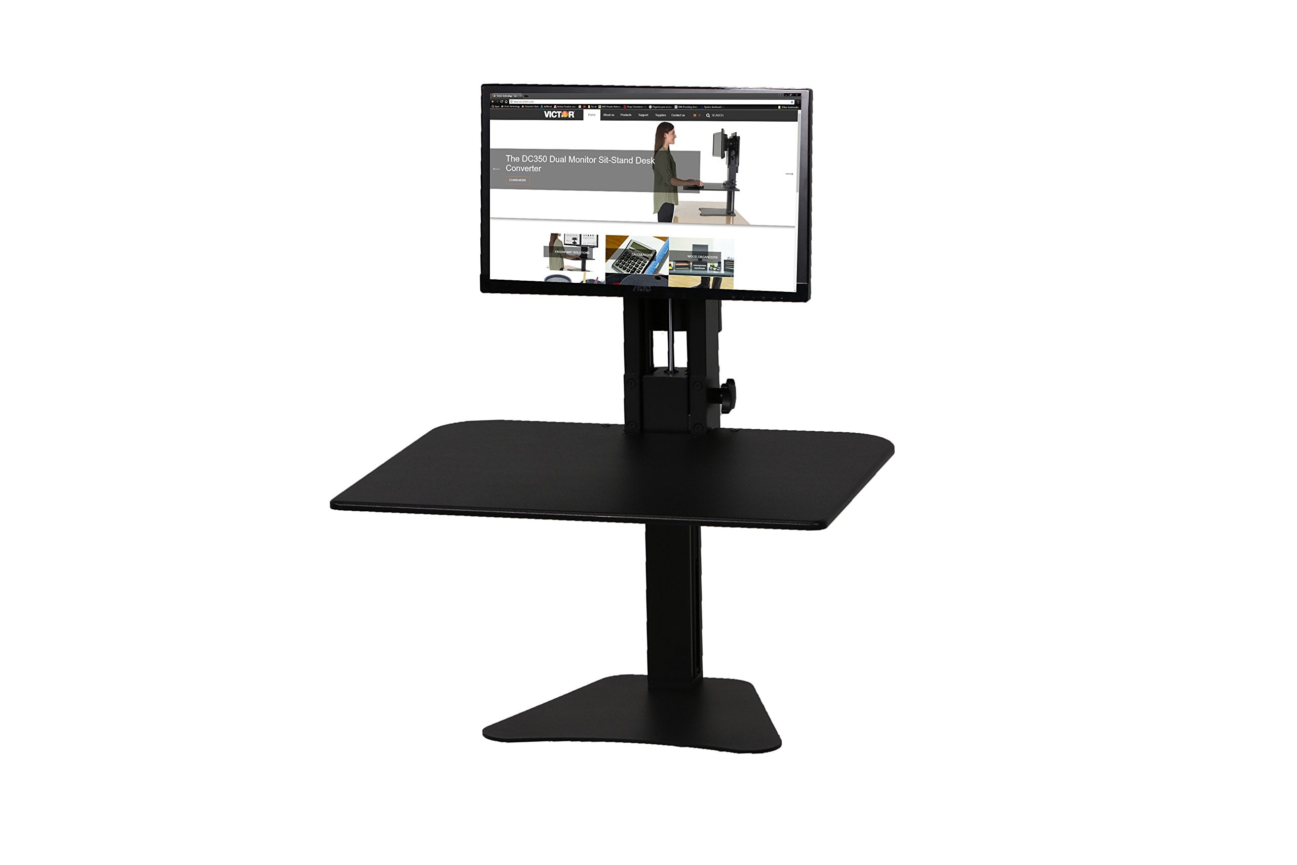 Victor High Rise Standing Desk Workstation, 28" X 23" X 10.5" to 15.5", Black