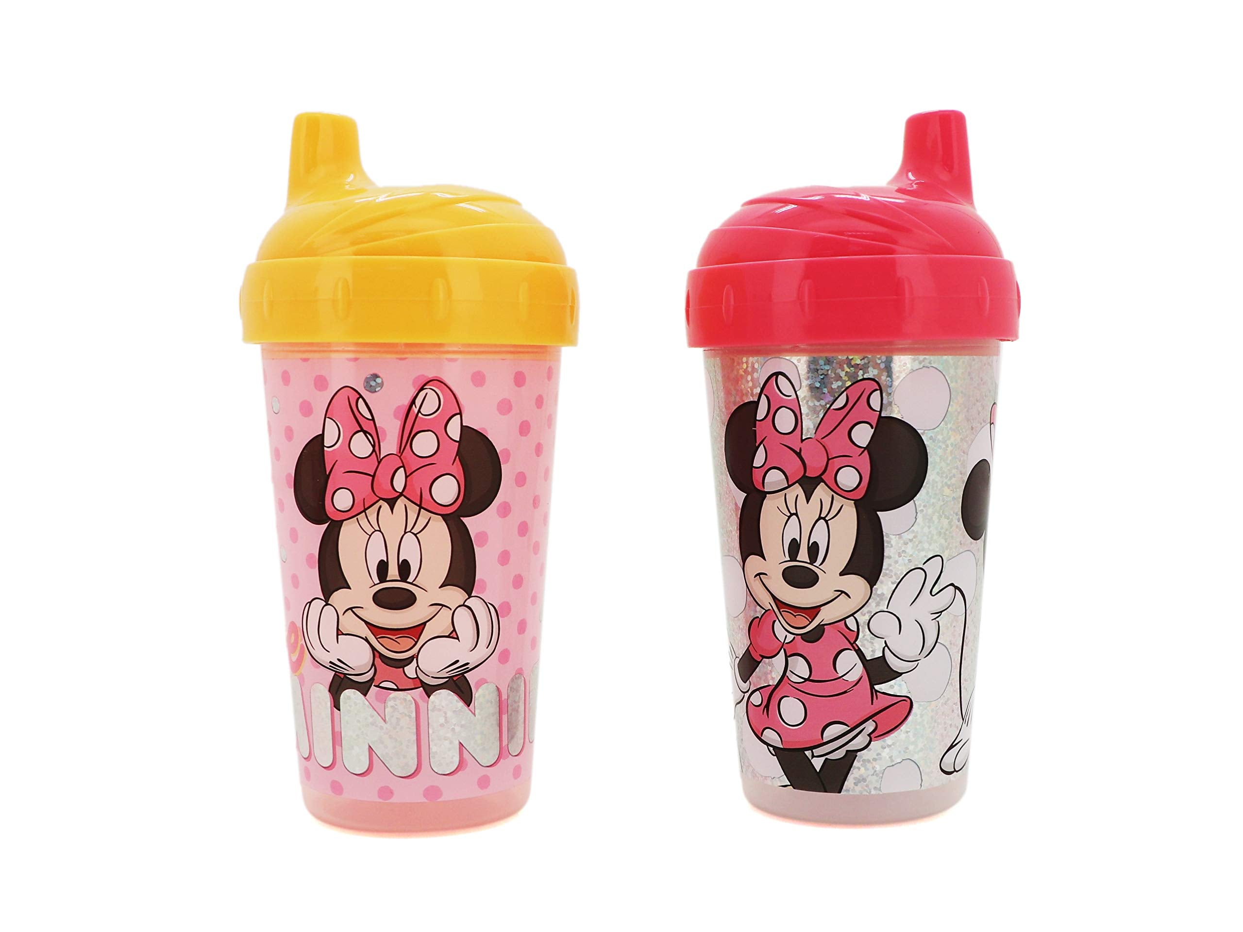 Cudlie Disney Baby Girl 2 Pack 10 Oz Hard Spout Sippy Cup for Toddler, Glitz Minne