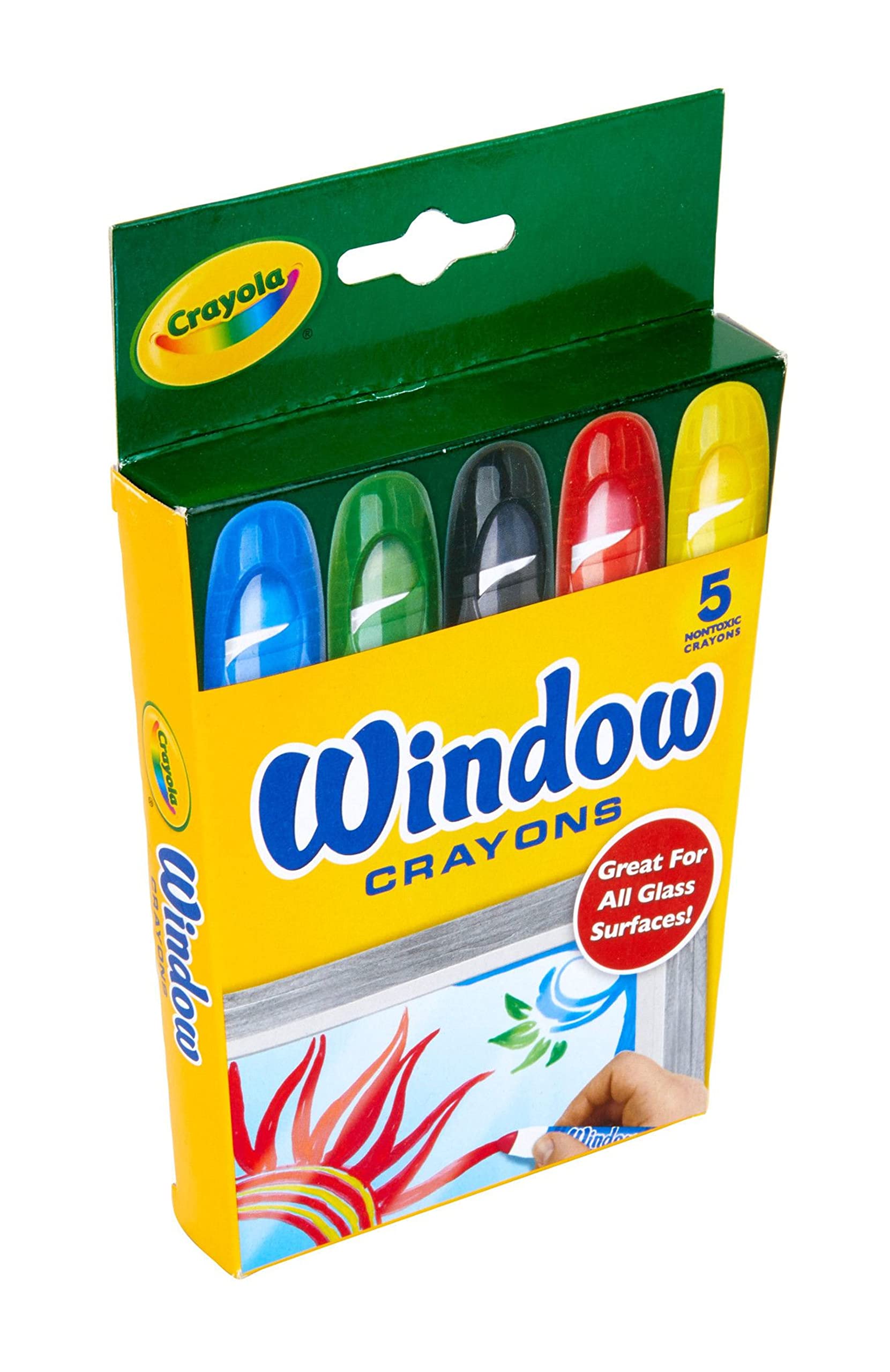 Crayola Washable Window Crayons, Glass and Window Art Supplies, Assorted Colors, 5 Count, Gift for Boys & Girls