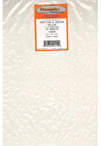 Clearprint 11" x 17" 1000H Design Vellum Sheets, 16 lb., 100% Cotton, 10 Sheets Per Pack, 1 Each