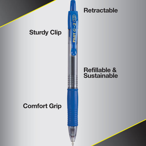 Pilot G2 Premium Gel Pens, Black Pens, Bold Point 1 mm, 2 Black