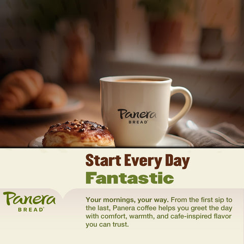Panera Dark Roast Ground Coffee, - Bold Breakfast Brew with Dark Chocolate Finish - 100% Arabica Beans, Sustainably Sourced - Kosher, Dairy-Free - Cafe Quality for Home Brewing 12oz Bag