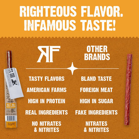 Righteous Felon Meat Sticks | 100% Pasture Raised Pork | 8g Protein per Stick | Keto, Gluten-Free, Low Sugar, High Protein Snack Sticks | Individually Wrapped | Street Taco Pork Sticks, 24 Count
