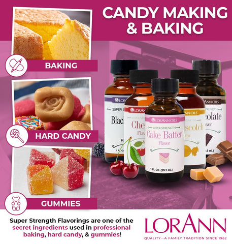 LorAnn Oils Super Strength Flavoring - Used For Candy Making, Flavoring Extracts, Baking, Hard Candy, and Flavor Oils - Bold, Natural Flavors 4X Stronger Than Extracts - Cake Batter, 1 fl oz