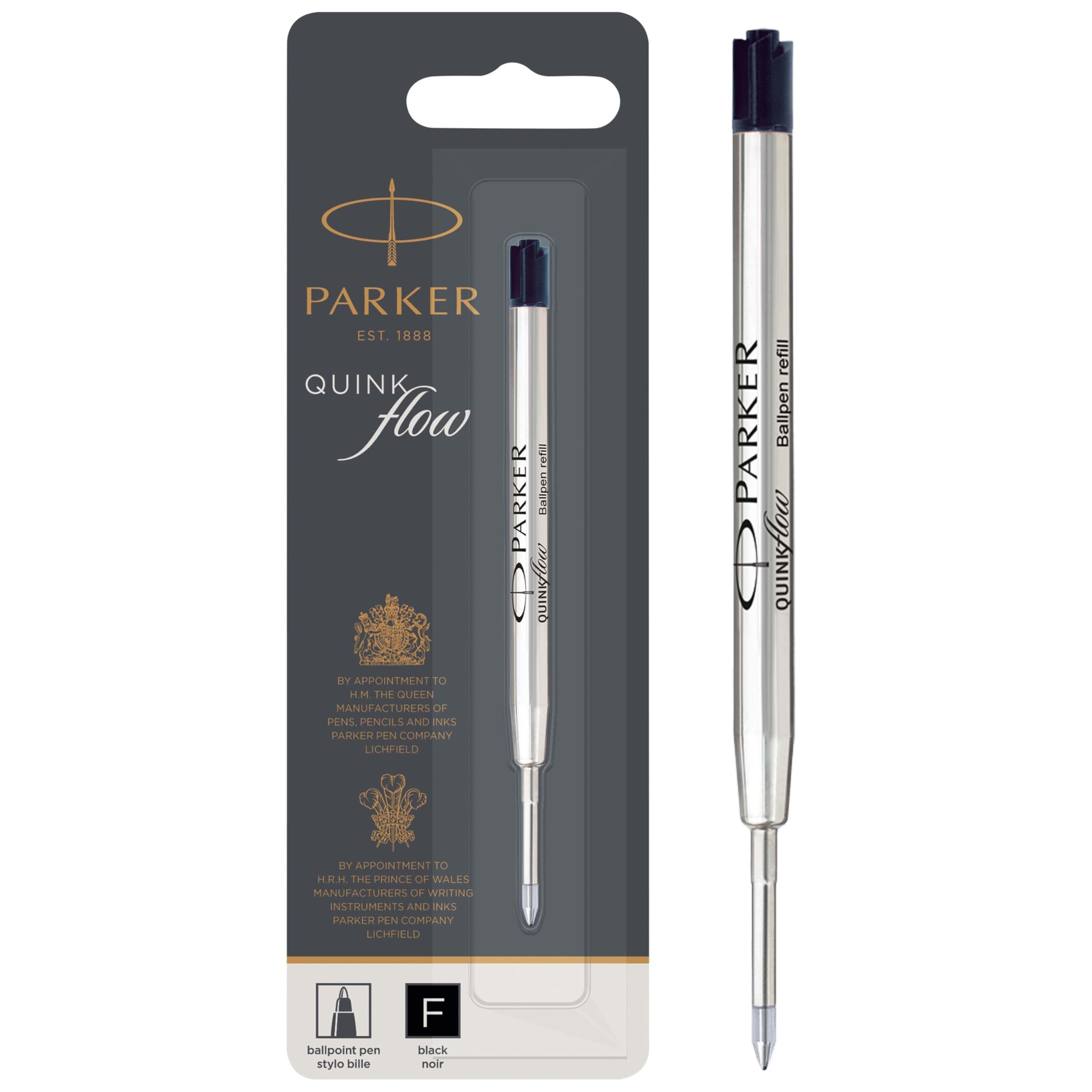 Parker Refill for Parker Ballpoint Pens, Fine Conical Tip, Black Ink