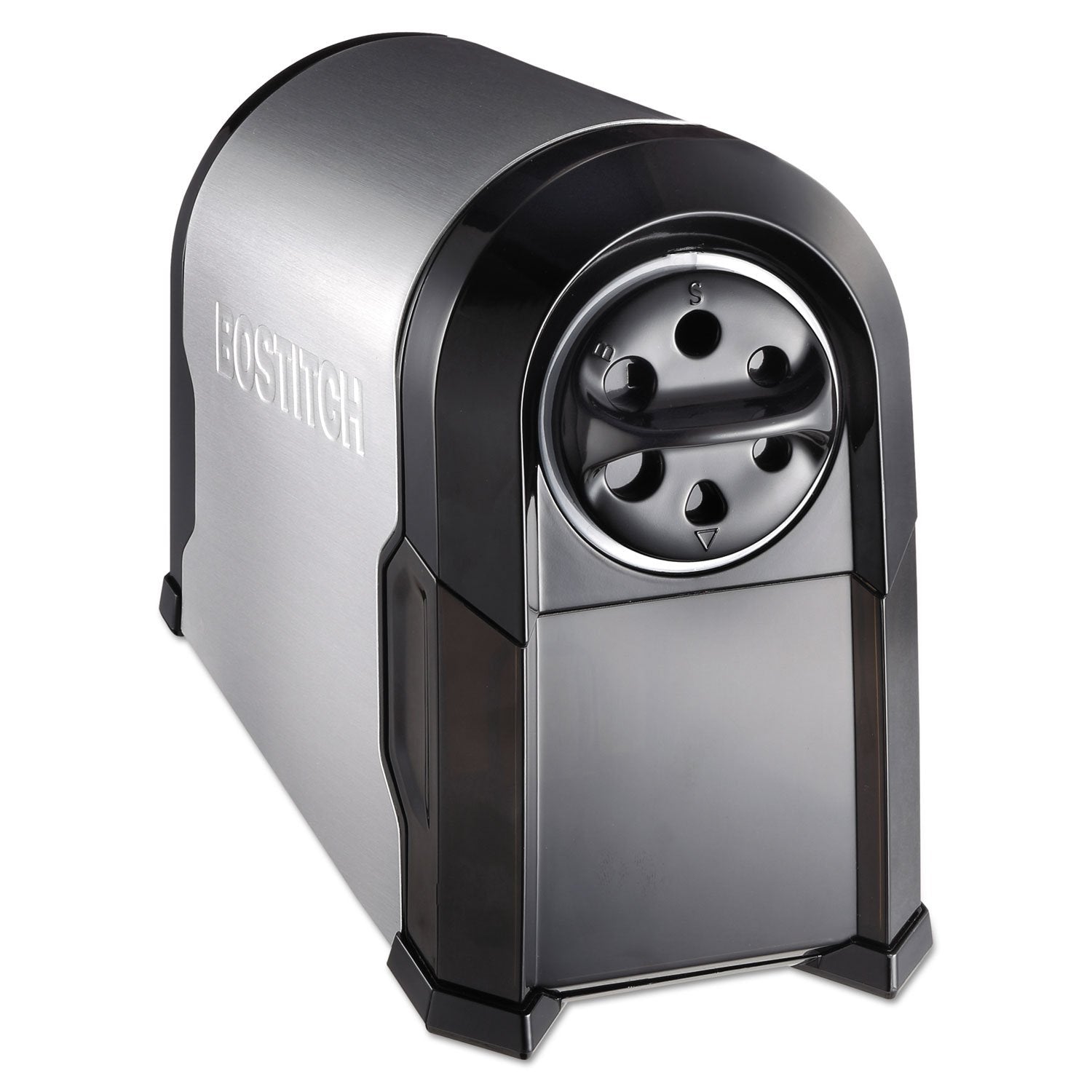 Bostitch Office SuperPro Glow Electric Pencil Sharpener, Heavy Duty Commercial Classroom, Replaceable Cutter Cartridge System, 6-Hole, Silver/Black