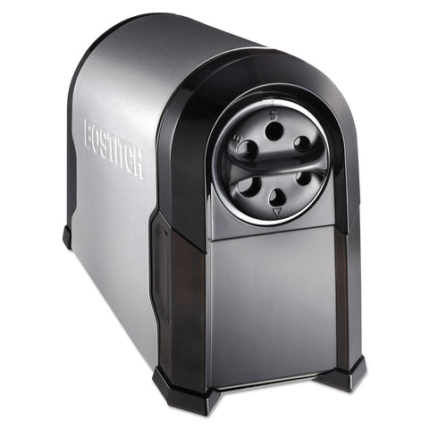 Bostitch Office SuperPro Glow Electric Pencil Sharpener, Heavy Duty Commercial Classroom, Replaceable Cutter Cartridge System, 6-Hole, Silver/Black