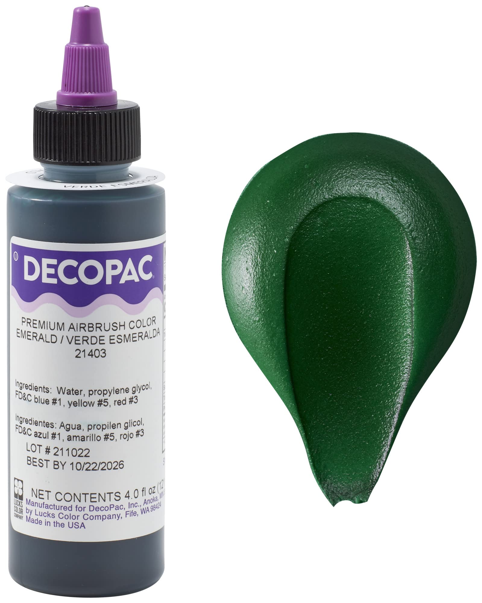 DECOPAC Food Coloring, Airbrush Food Color, Edible Airbrush For Cake Decorating, Cookie Airbrush Coloring, Food Airbrush Kit Add-on, Airbrushes For Cake Decorating 4 Fl Oz - Emerald