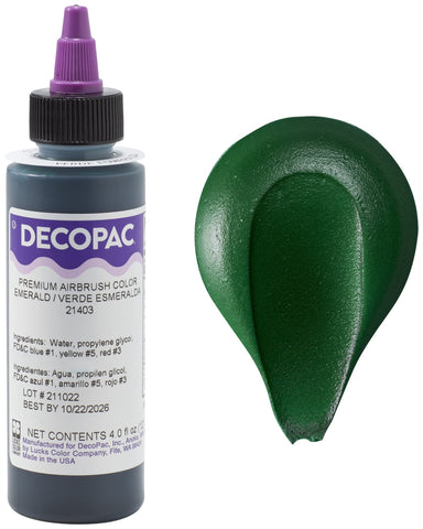 DECOPAC Food Coloring, Airbrush Food Color, Edible Airbrush For Cake Decorating, Cookie Airbrush Coloring, Food Airbrush Kit Add-on, Airbrushes For Cake Decorating 4 Fl Oz - Emerald