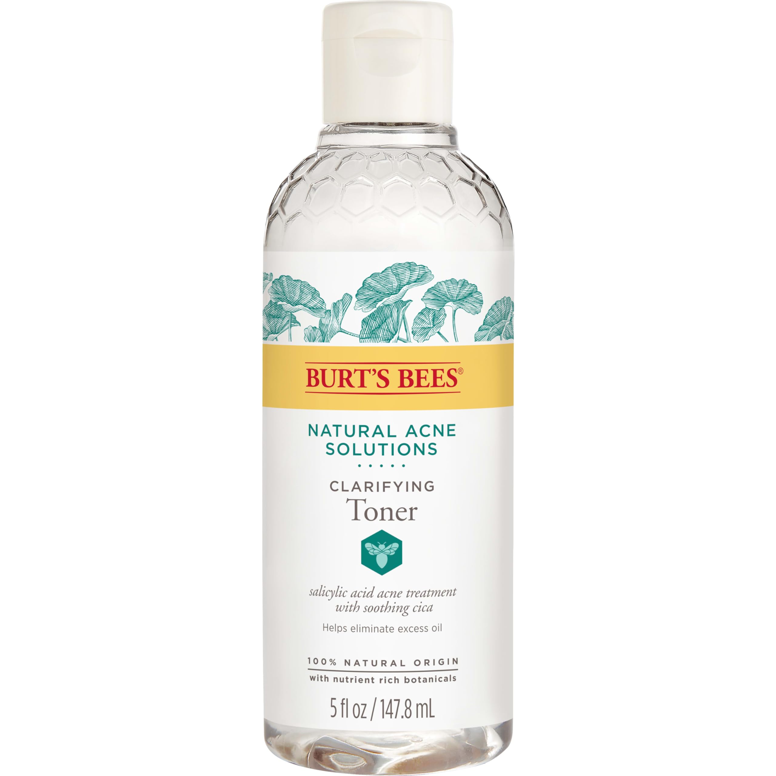 Burt's Bees Natural Acne Solutions Clarifying Toner With Salicylic Acid, Facial Toner for Acne-Prone Skin, 100 Percent Natural Origin Skin Care, 5 fl. oz. Bottle