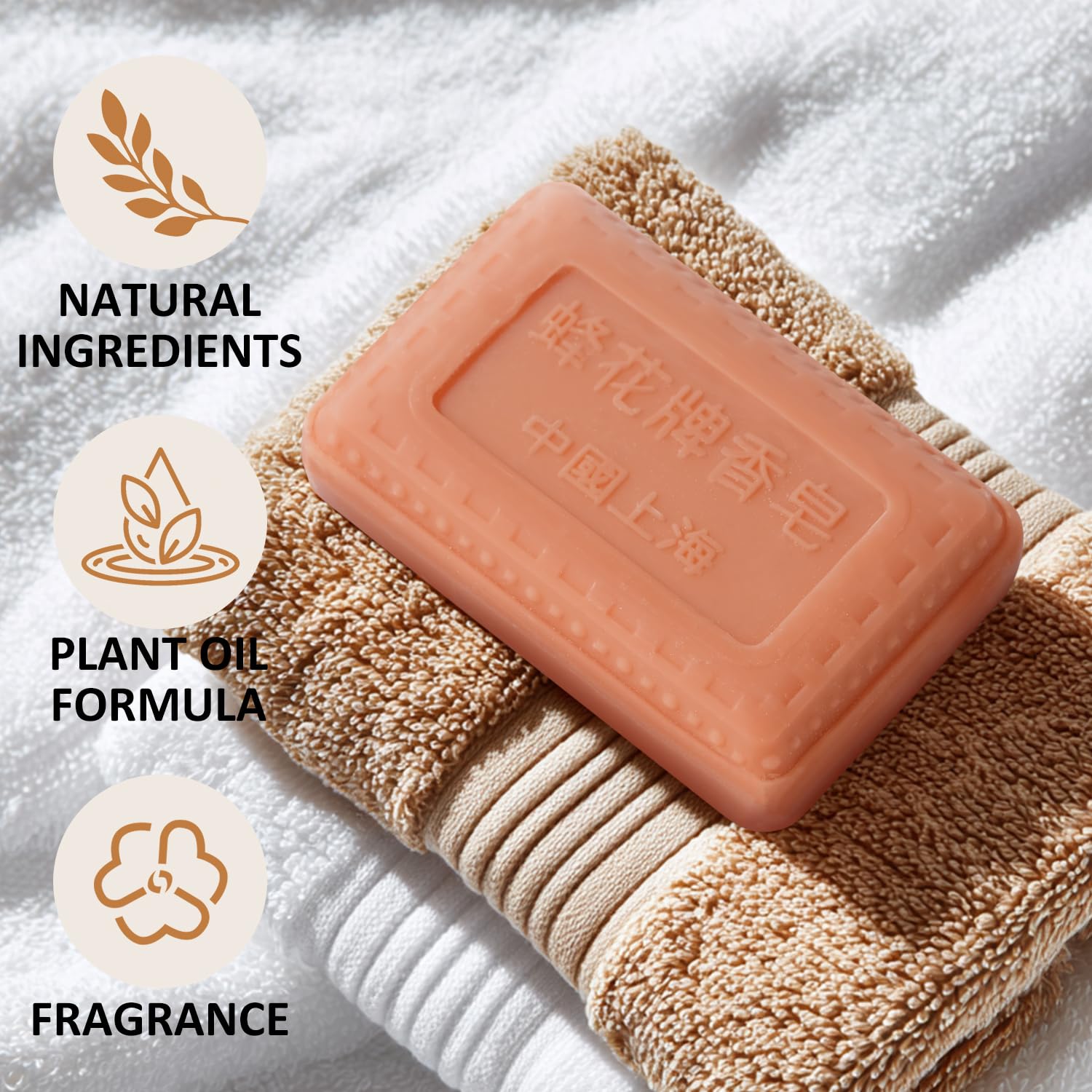 Bee & Flower Soap Bar Sandalwood Soap Moisturizing Bath Bar Soaps Nourishes Your Skin 4.4 oz(Pack of 4)