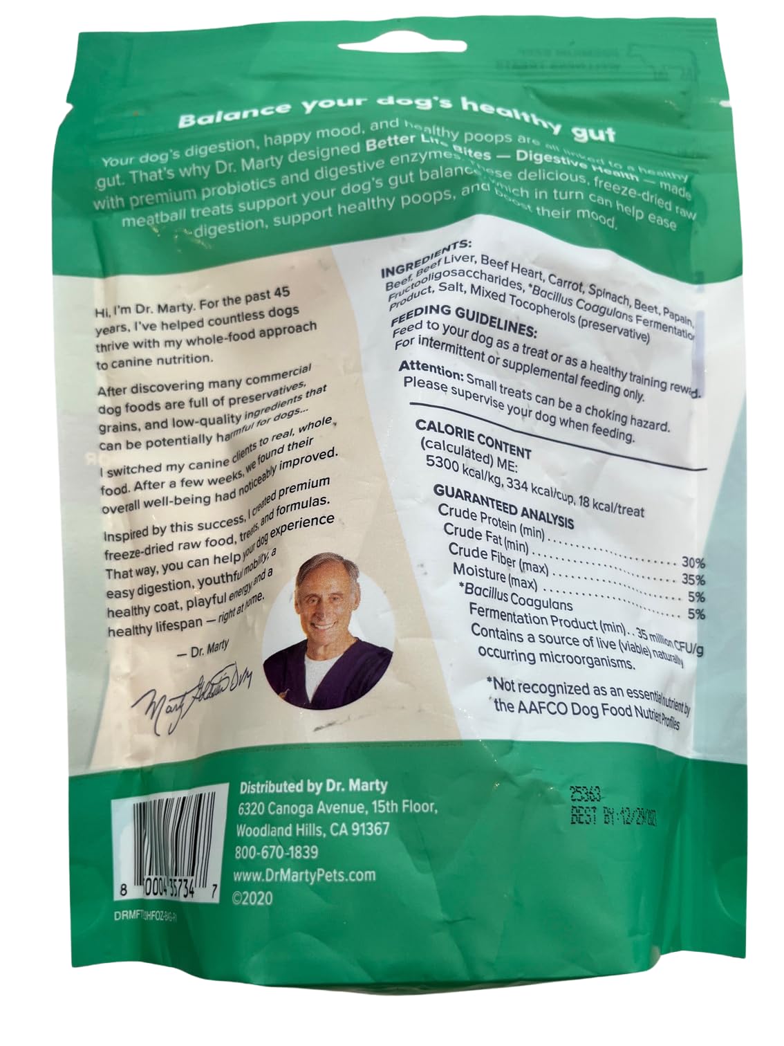 Dr. Marty Better Life Bites Digestive Health Dog Treats 3.5 oz