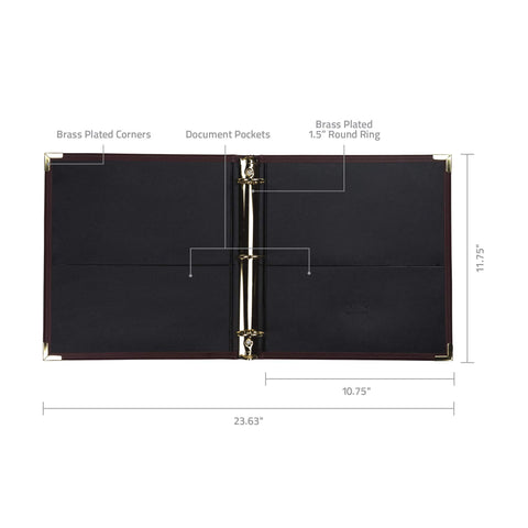 Samsill Classic Collection Leather 3 Ring Binder, Executive Presentation Portfolio, 1.5 Inch (Holds 325 Sheets), Brass Round Ring, Burgundy