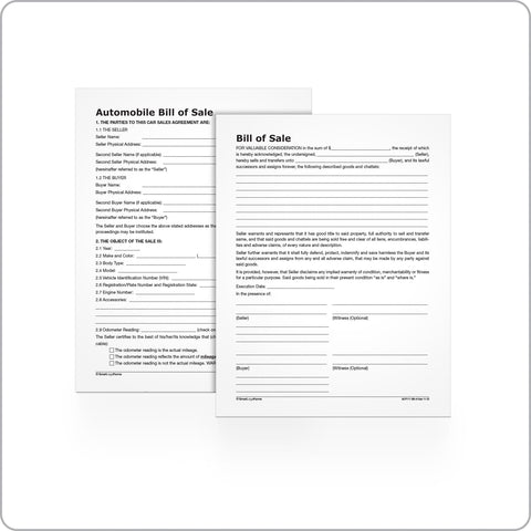 Adams Bill of Sale Forms Pack, Includes 2 Motor Vehicle and 2 General Bills of Sale, 8.5 x 11 Inches, White (ALFP111)