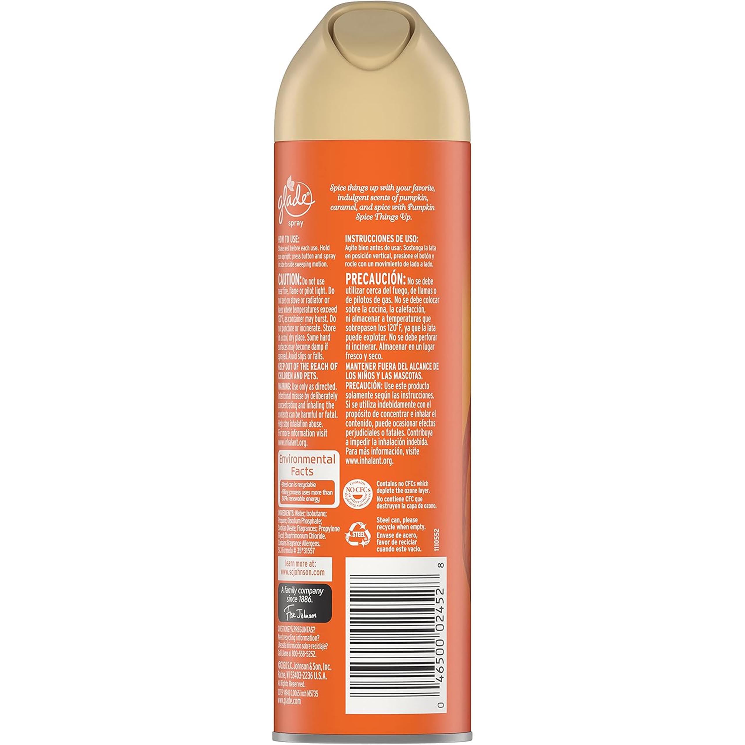 Glade Air Freshener Spray, 3 Pack, Pumpkin Spice Things Up Fall Harvest Scent, Limited Edition Holiday Collection, Pumpkin Spice Thanksgiving Scented Spray for Home and Bathroom, 8 oz Each