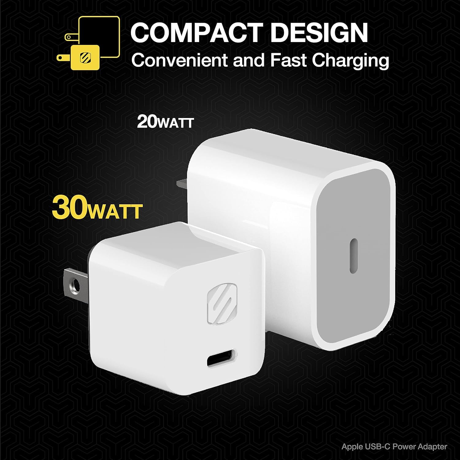 Scosche HPDC30MWT-SP Powervolt 30W USB Type-C Wall Charger Compatible with Power Delivery 3.0, 2.0, and Standard USB-C Devices, Fast Charging, White