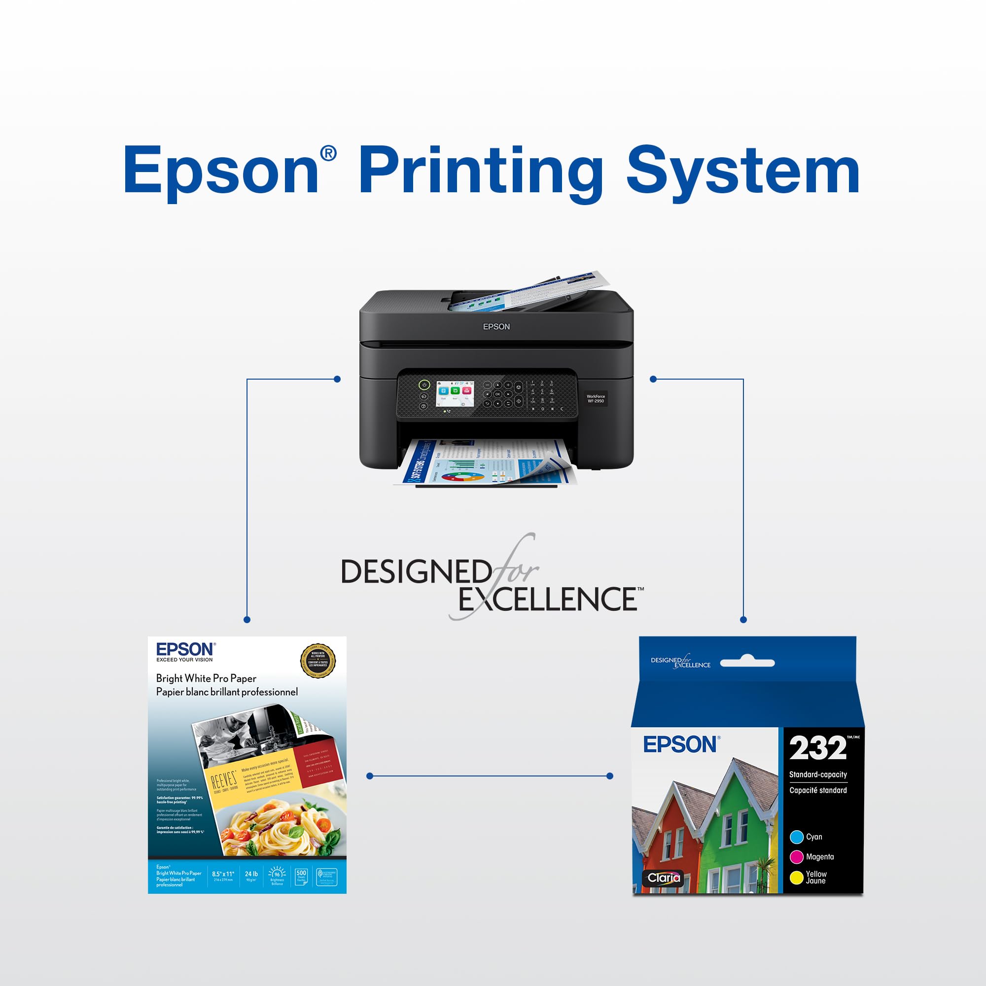 Epson 232 Claria Ink Standard Capacity Cyan Cartridge (T232220-S) Works with Workforce WF-2930, WF-2950, Expression XP-4200, XP-4205