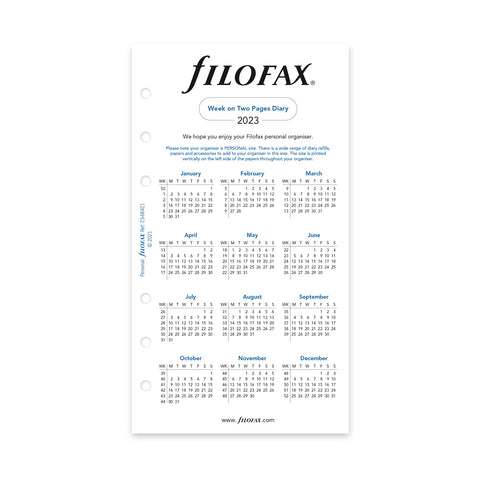 Filofax 68421 For Year 2023 Personal Week On Two Pages Diary Monday Start, White (68421-2018)