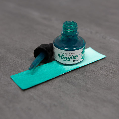 Higgins Green Pigmented Drawing Ink - for Artists and Students - 1 oz. Glass Bottle (HIG44695)