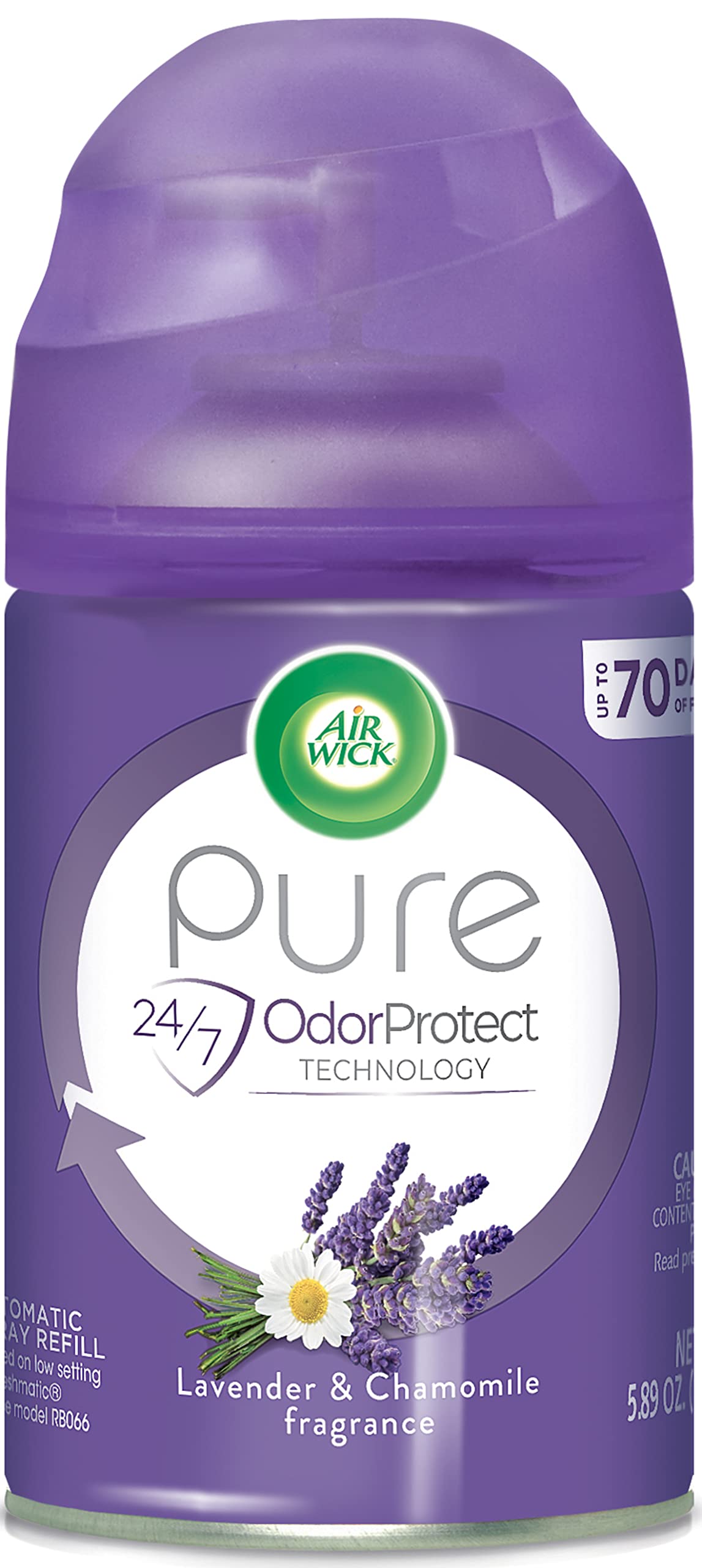 Air Wick Pure Freshmatic Refill Automatic Spray, Lavender & Chamomile, 1ct, Air Freshener, Essential Oil, Odor Neutralization, Packaging May Vary, Clear, 5.89 Ounce (6233877961)