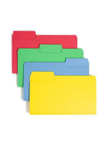 Smead SuperTab File Folder, Oversized 1/3-Cut Tab, Legal Size, Assorted Primary Colors, 100 per Box (11988)