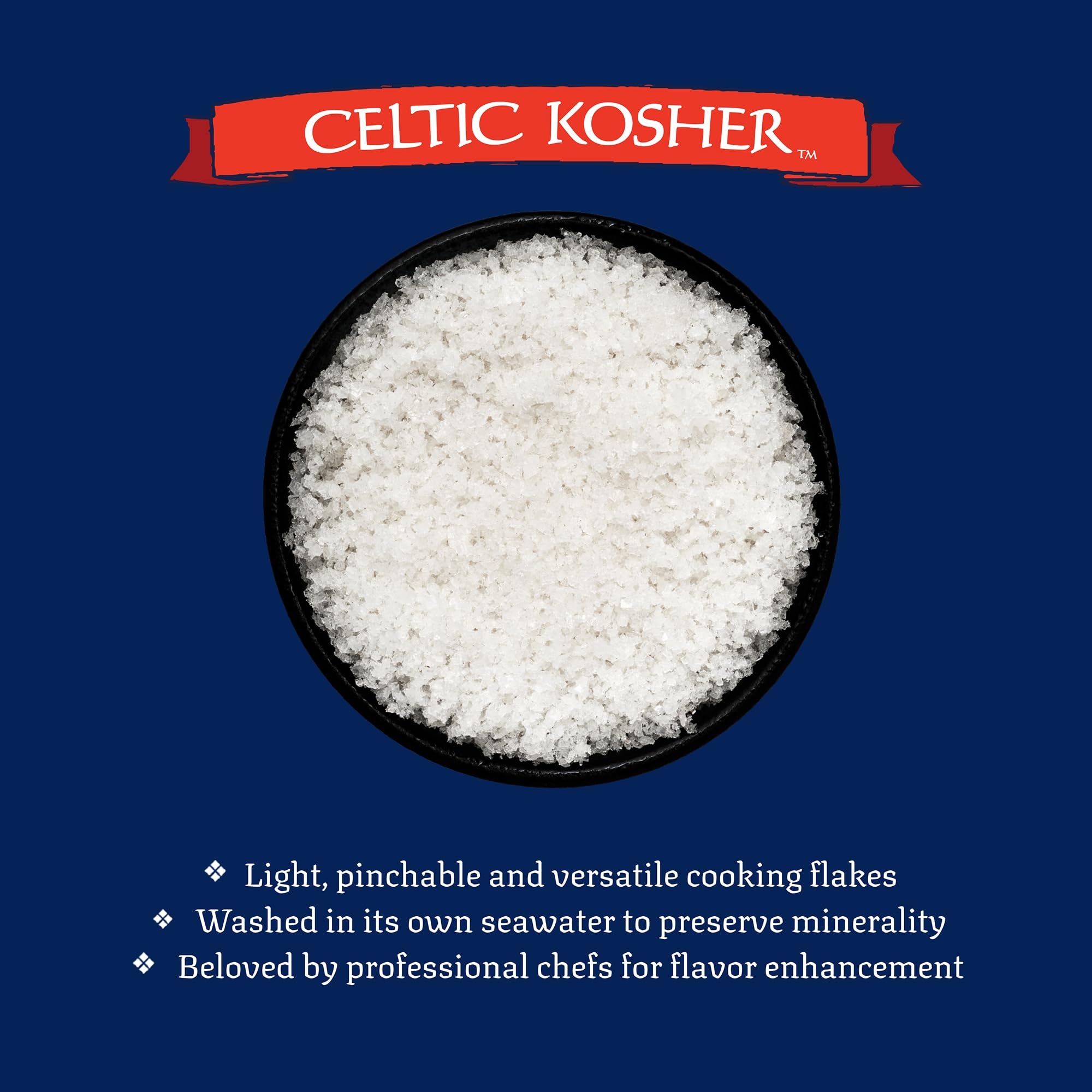 Celtic Sea Salt Kosher – Unrefined Sea Salt, Chef Trusted, Sustainably Harvested, GMP Certified – Cooking, Baking, Meat Seasoning, Pasta Water – 1 lb Resealable Bag