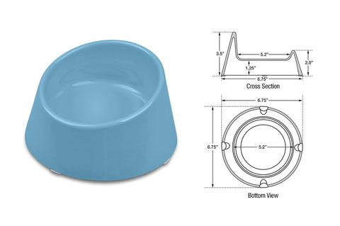 Van Ness Pets EcoWare Raised, No Tip, High Back Whisker-Friendly Cat Bowl, 8 OZ, Gray, ECW250, Blue