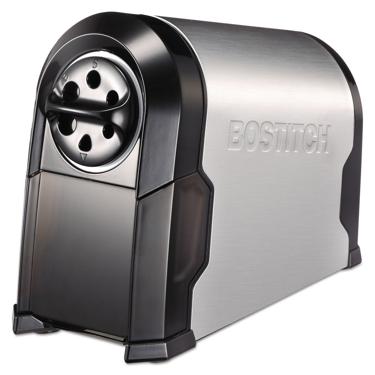 Bostitch Office SuperPro Glow Electric Pencil Sharpener, Heavy Duty Commercial Classroom, Replaceable Cutter Cartridge System, 6-Hole, Silver/Black