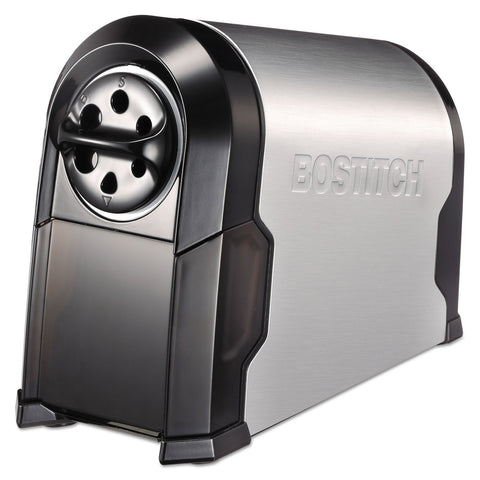 Bostitch Office SuperPro Glow Electric Pencil Sharpener, Heavy Duty Commercial Classroom, Replaceable Cutter Cartridge System, 6-Hole, Silver/Black