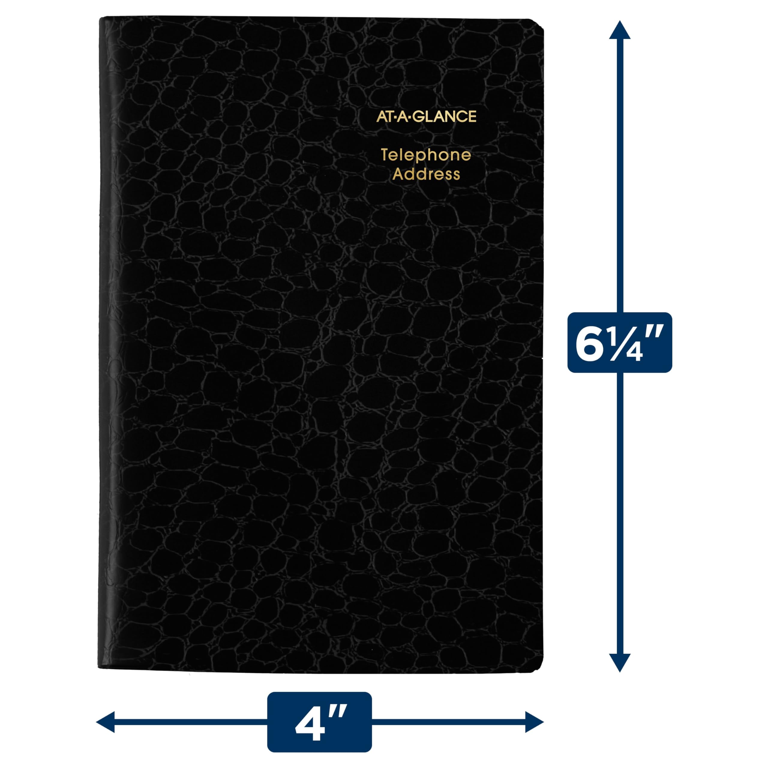 AT-A-Glance Telephone & Address Book, 600+ Entries, 4" x 6", Designer, Black (8040205)