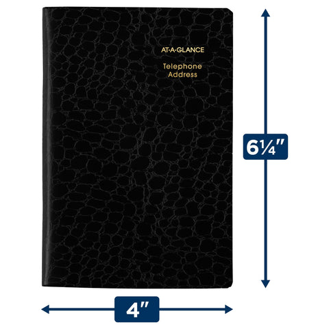 AT-A-Glance Telephone & Address Book, 600+ Entries, 4" x 6", Designer, Black (8040205)
