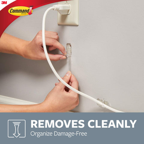 Command Cord Clips, 2 clips, 3 strips, Decorate Damage-Free (17303CLR-ES), Clear