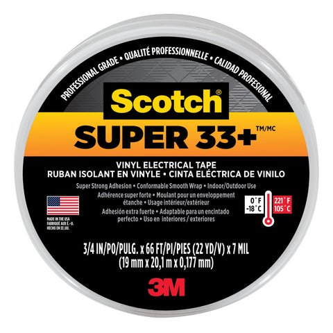 3M Scotch Super 33+ Vinyl Electrical Tape, .75-Inch by 66-Feet