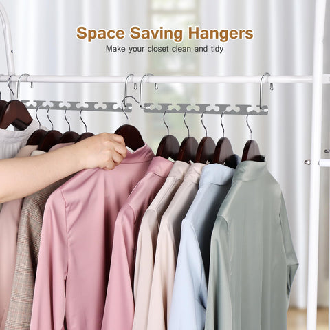 Space Saving Hangers for Clothes 6 Pack, Sturdy Metal Hangers Wardrobe Organizer, Magic Cascading Hanger, Closet Space Saver Closet Organizers and Storage